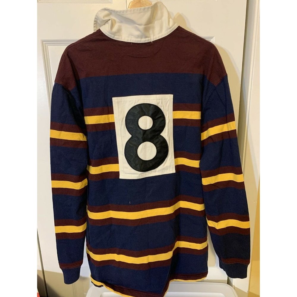 Vtg Polo Ralph Lauren Men’s Sz XL‎ Striped Polo Rugby Shirt Heavy No 8 Colorful - Picture 10 of 10
